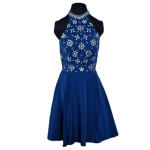 NWT Narianna Nox Anabel‎ #6230 Navy Blue Embellished Mini Dress Jr Medium